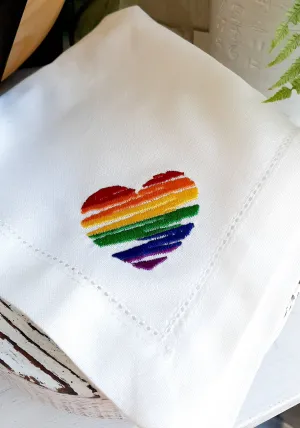 #015 | Rainbow-colored heart | Linen napkins