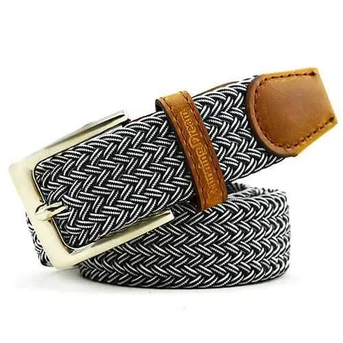 115CM Men Women Stretch Braided Elastic Canvas Belt Casual Pin Buckle Pants Strip