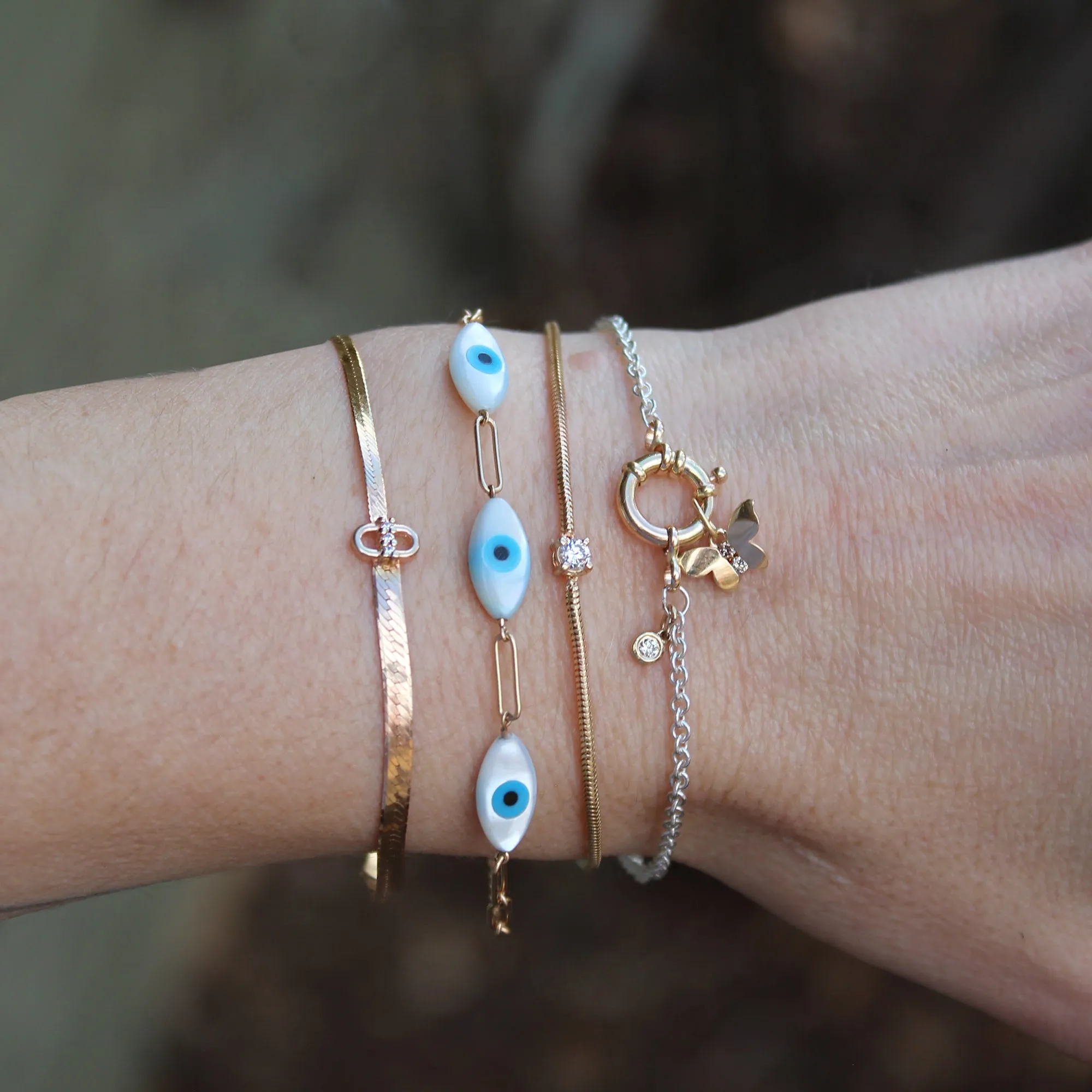 14k Gold   Diamond Station Bracelet