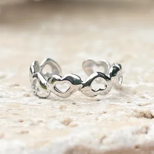 14KT White Gold Hearts Design Toe Ring
