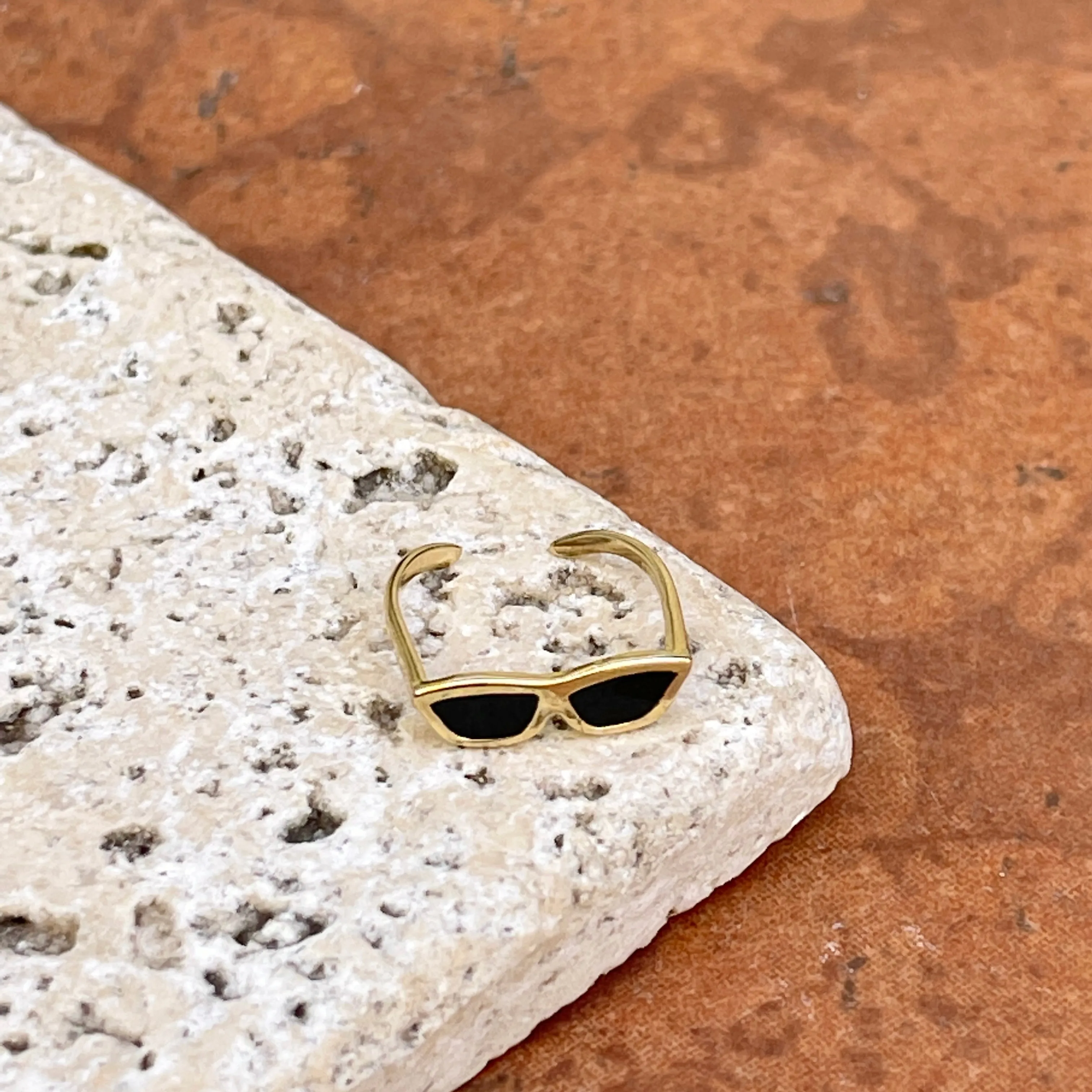14KT Yellow Gold Black Enamel Sunglasses Toe Ring