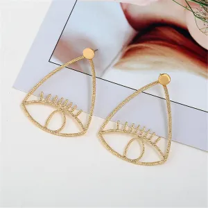18K Gold-Plated Open Eye Drop Earrings