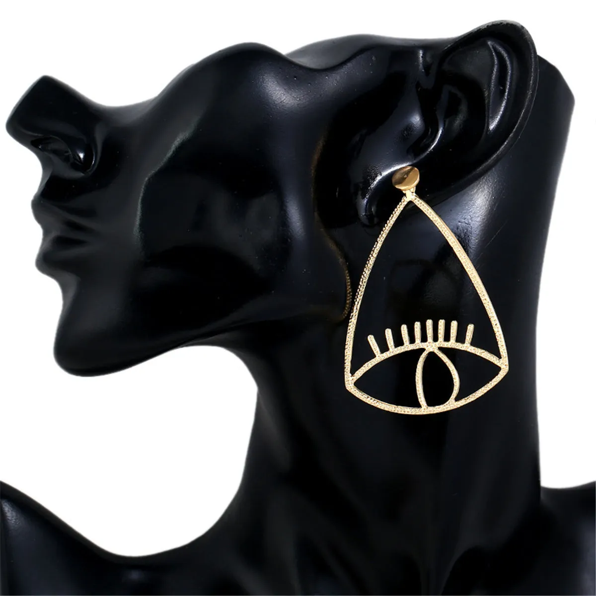 18K Gold-Plated Open Eye Drop Earrings