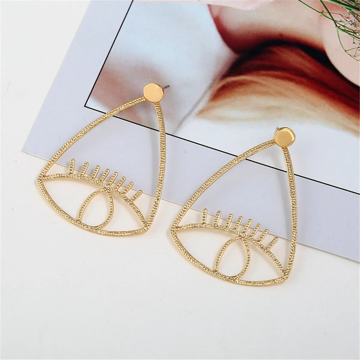 18K Gold-Plated Open Eye Drop Earrings