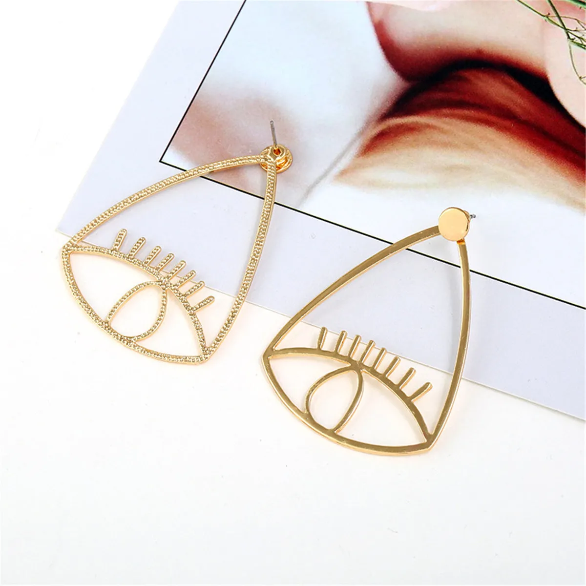 18K Gold-Plated Open Eye Drop Earrings