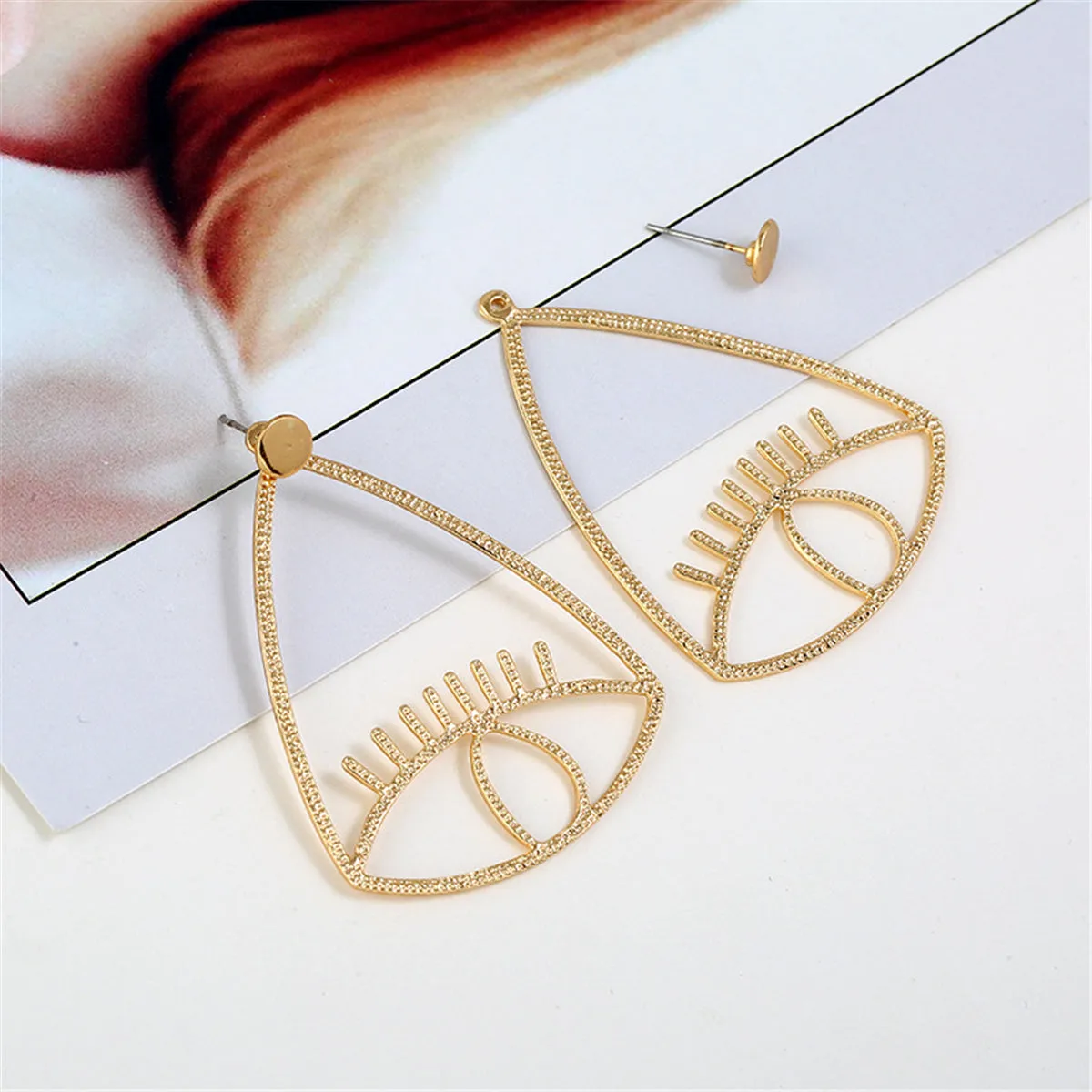 18K Gold-Plated Open Eye Drop Earrings