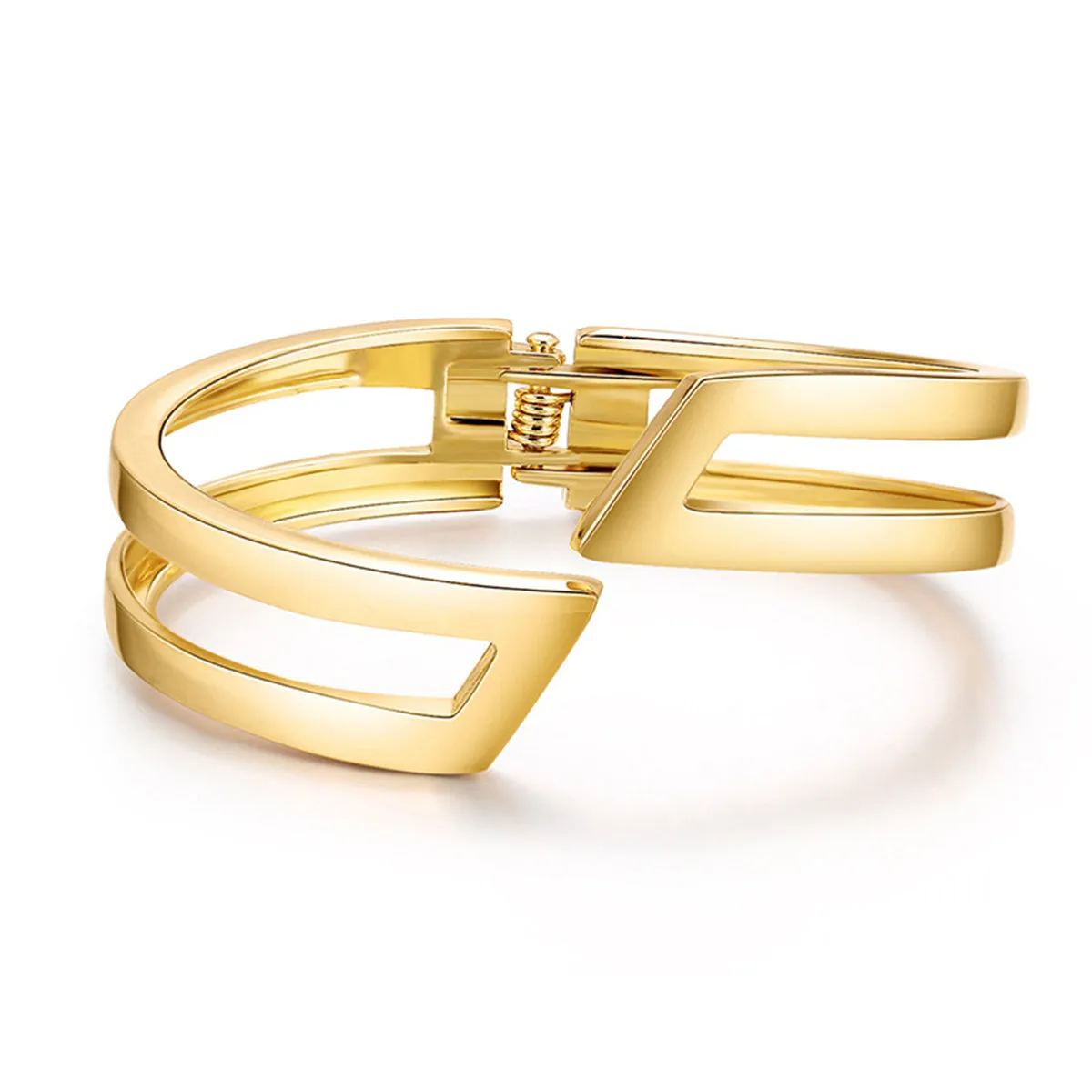 18K Gold-Plated Open Layered Bypass Bangle