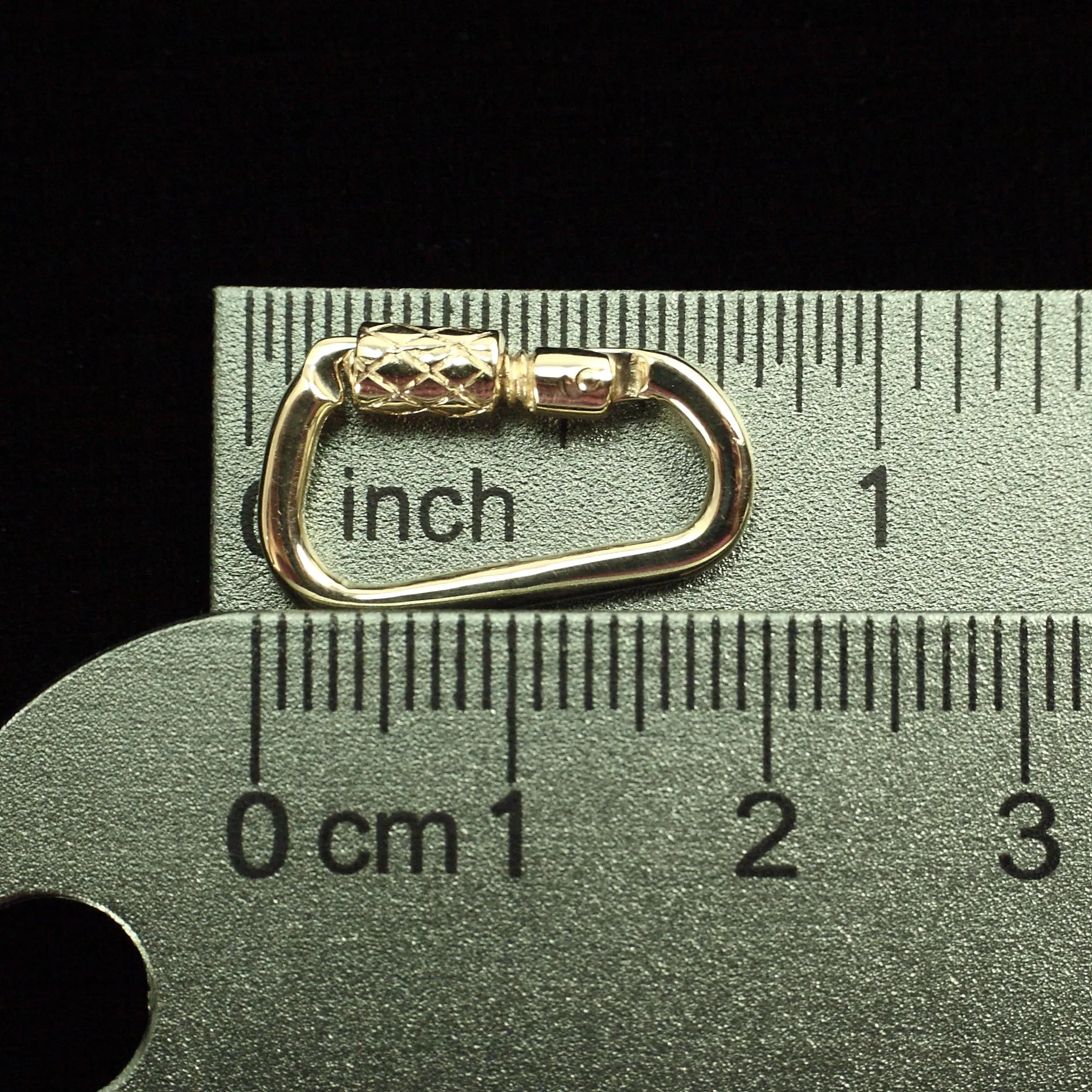 20 mm Functional Locking D miniature Carabiner Lock in Solid 14K Gold