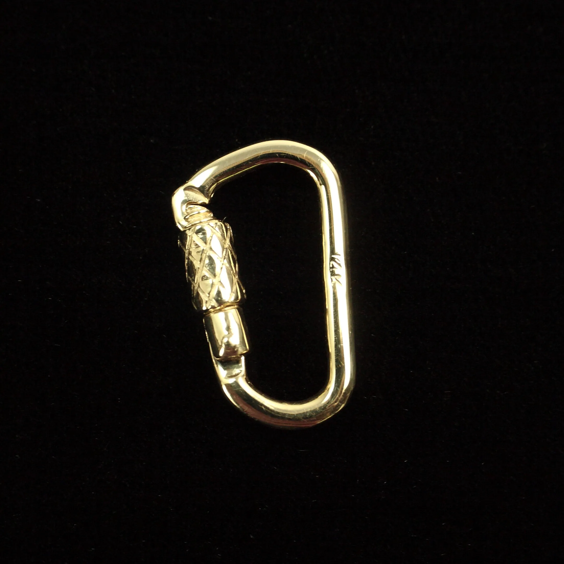 20 mm Functional Locking D miniature Carabiner Lock in Solid 14K Gold