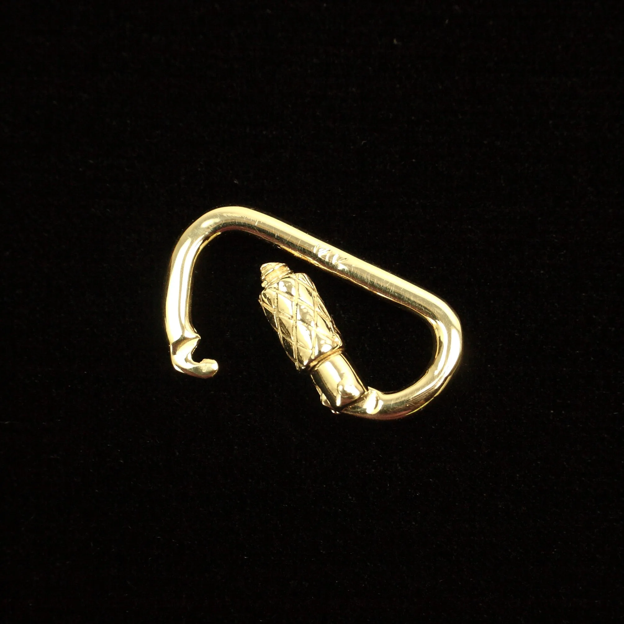 20 mm Functional Locking D miniature Carabiner Lock in Solid 14K Gold
