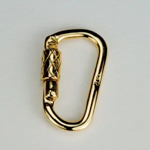 20 mm Functional Locking D miniature Carabiner Lock in Solid 14K Gold