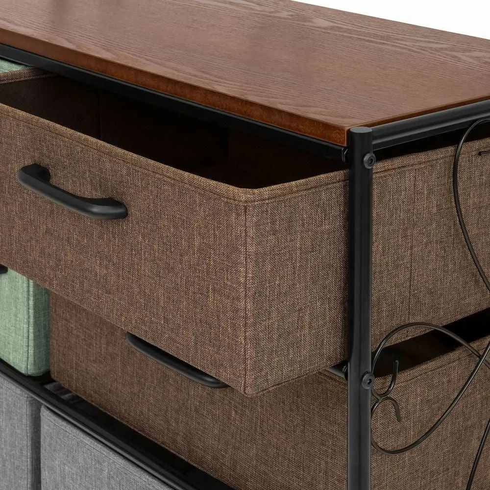 8-Drawer Wood/Metal Storage Dresser Entryway Cabinet Chest with Fabric Drawer