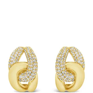Absolute Gold Sparkly Link Hoop Earrings