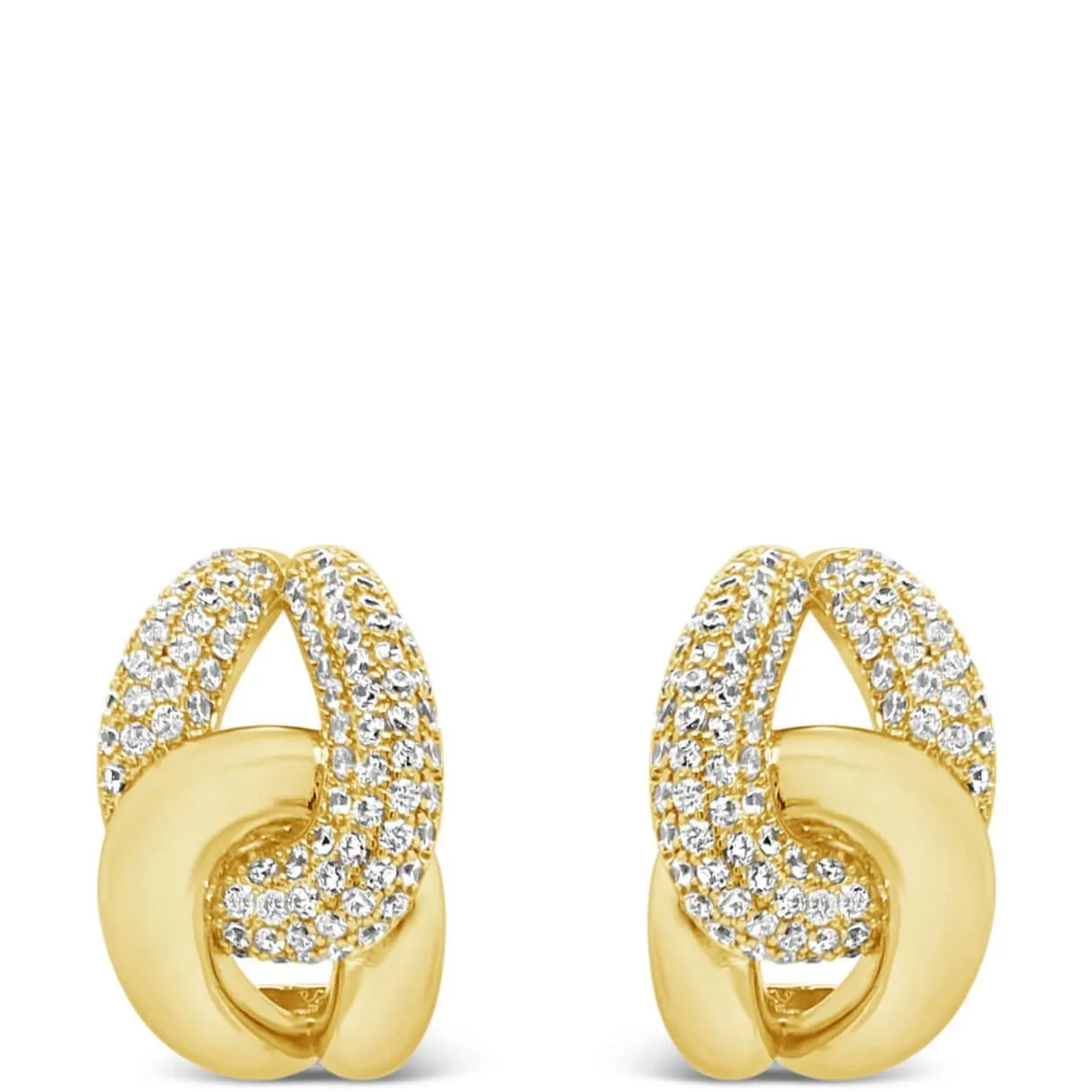 Absolute Gold Sparkly Link Hoop Earrings