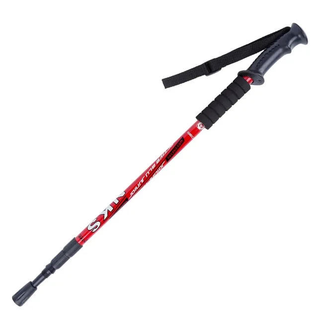Adjustable antishock trekking and hiking walking stick