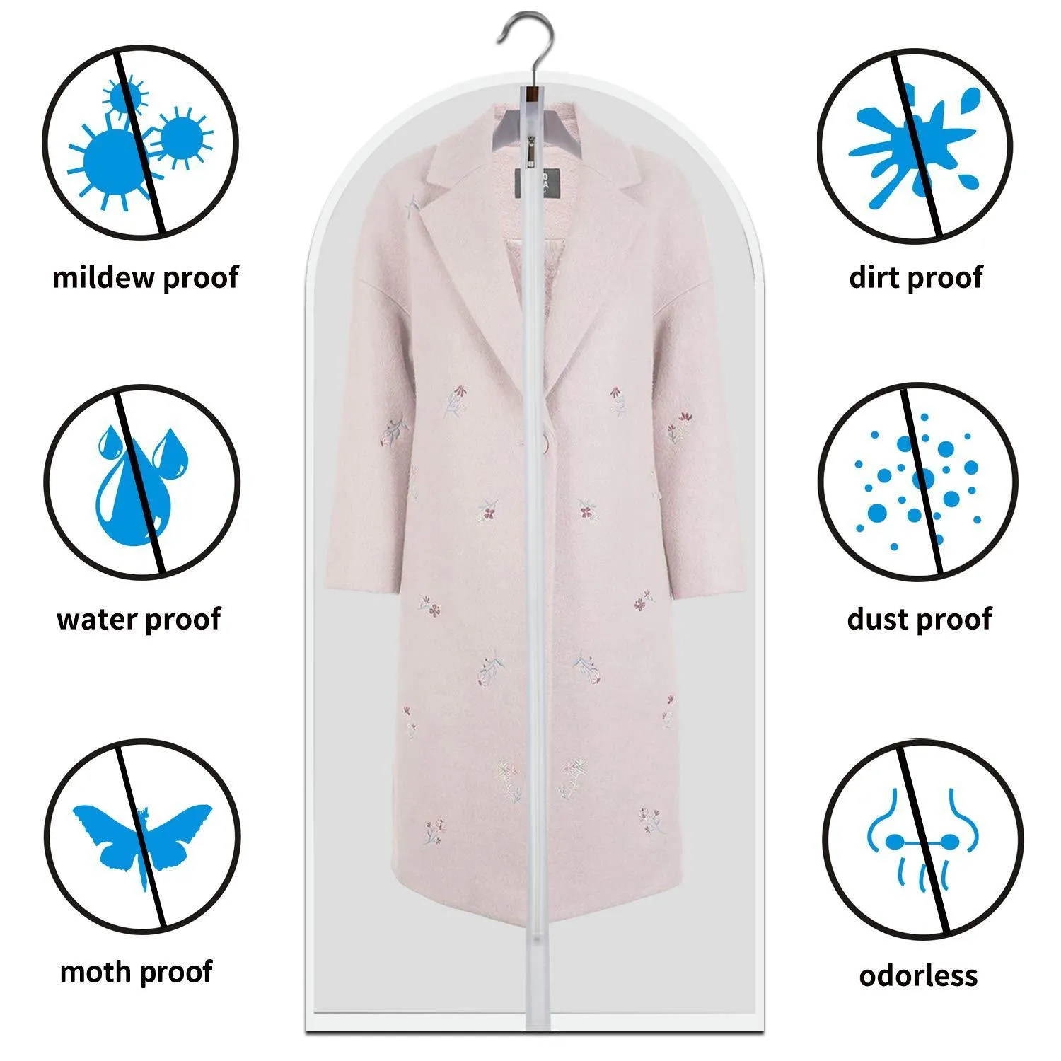 allhom dust Proof Clothing Bags - Pack of 6 pcs 60 inch Large Hanging Garment Bags and Cedar Balls, for Coat, Long Dress, Gowns, and Dance Costumes