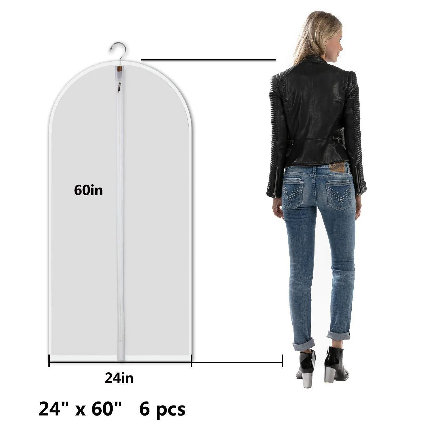 allhom dust Proof Clothing Bags - Pack of 6 pcs 60 inch Large Hanging Garment Bags and Cedar Balls, for Coat, Long Dress, Gowns, and Dance Costumes