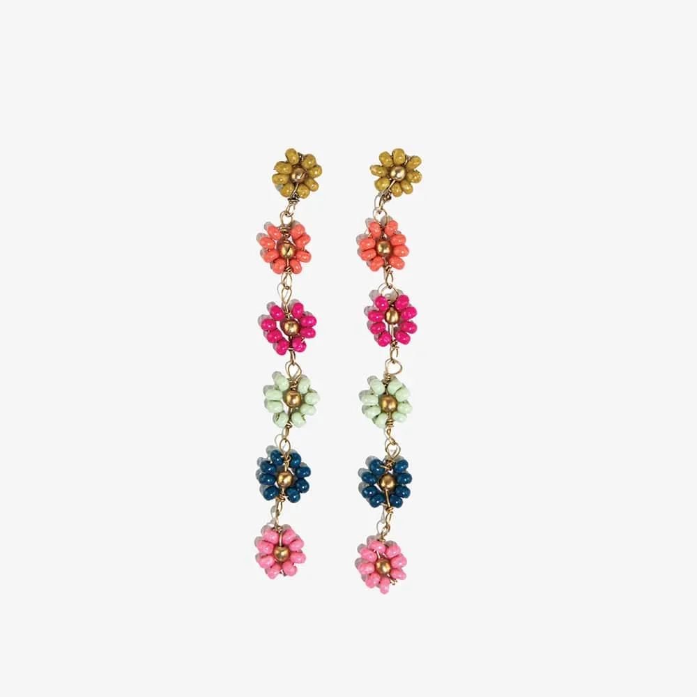 Amanda Multi Color Flower Beaded Dangle Earrings