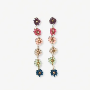 Amanda Multi Color Flower Beaded Dangle Earrings