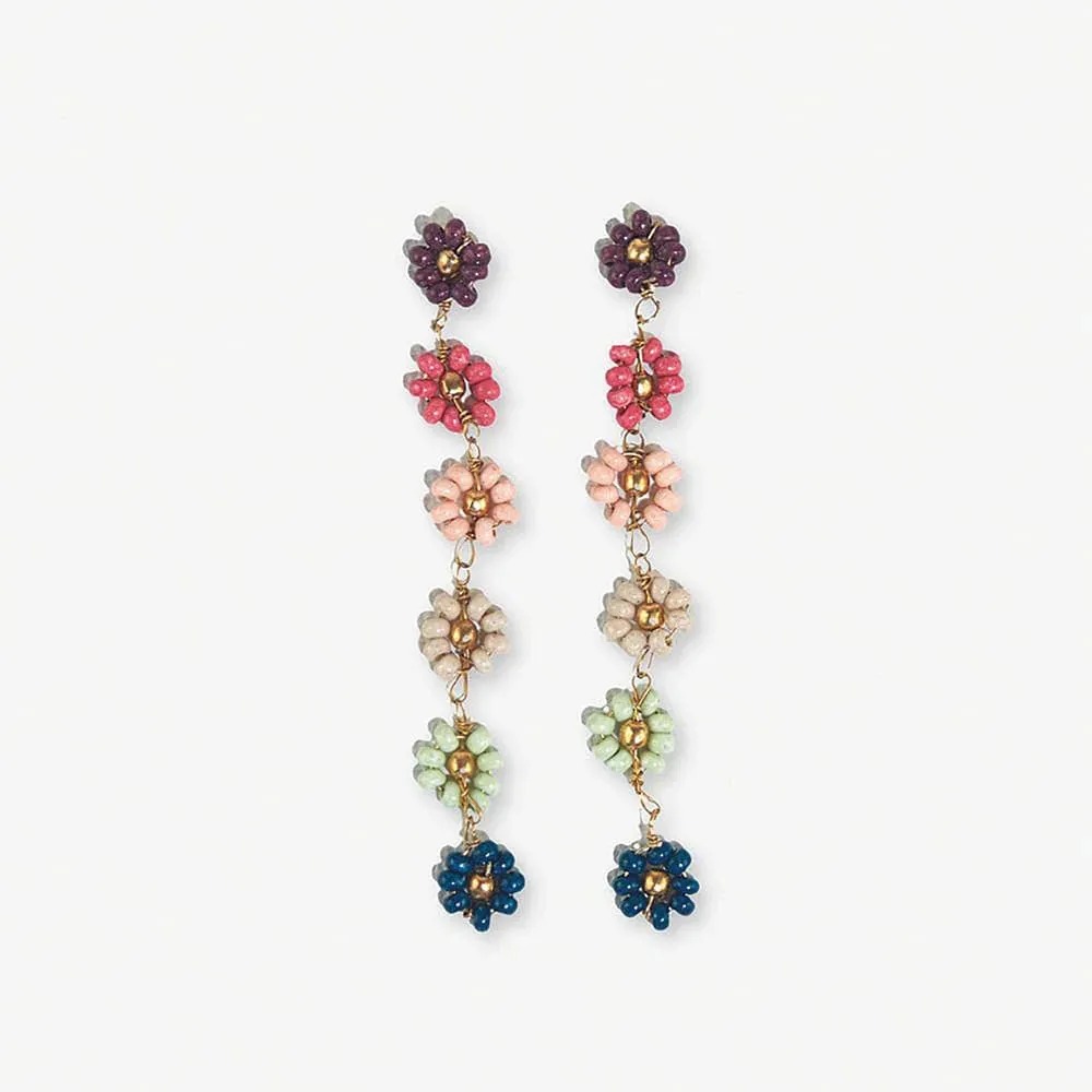 Amanda Multi Color Flower Beaded Dangle Earrings