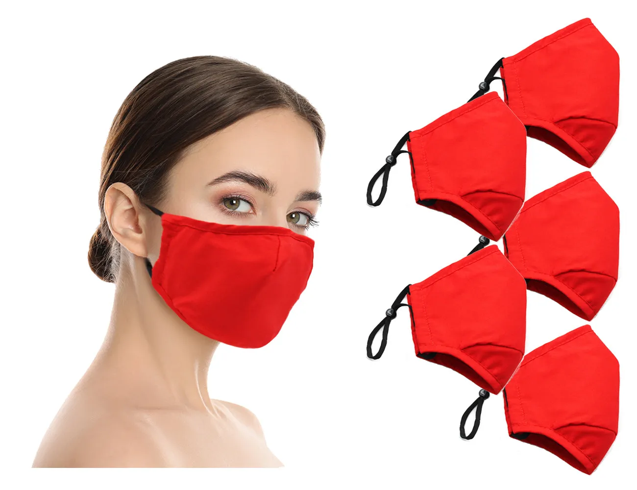 Amba7 Washable Reusable Anti-dust Cotton Cloth Face Mask Double Layer Covering 5 Pack - In Stock USA Seller