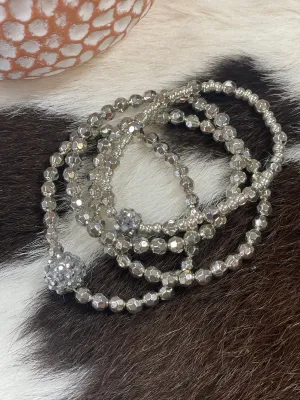 Angela Catirina Jones Beaded Silver City 2pc Stretch Bracelet Set