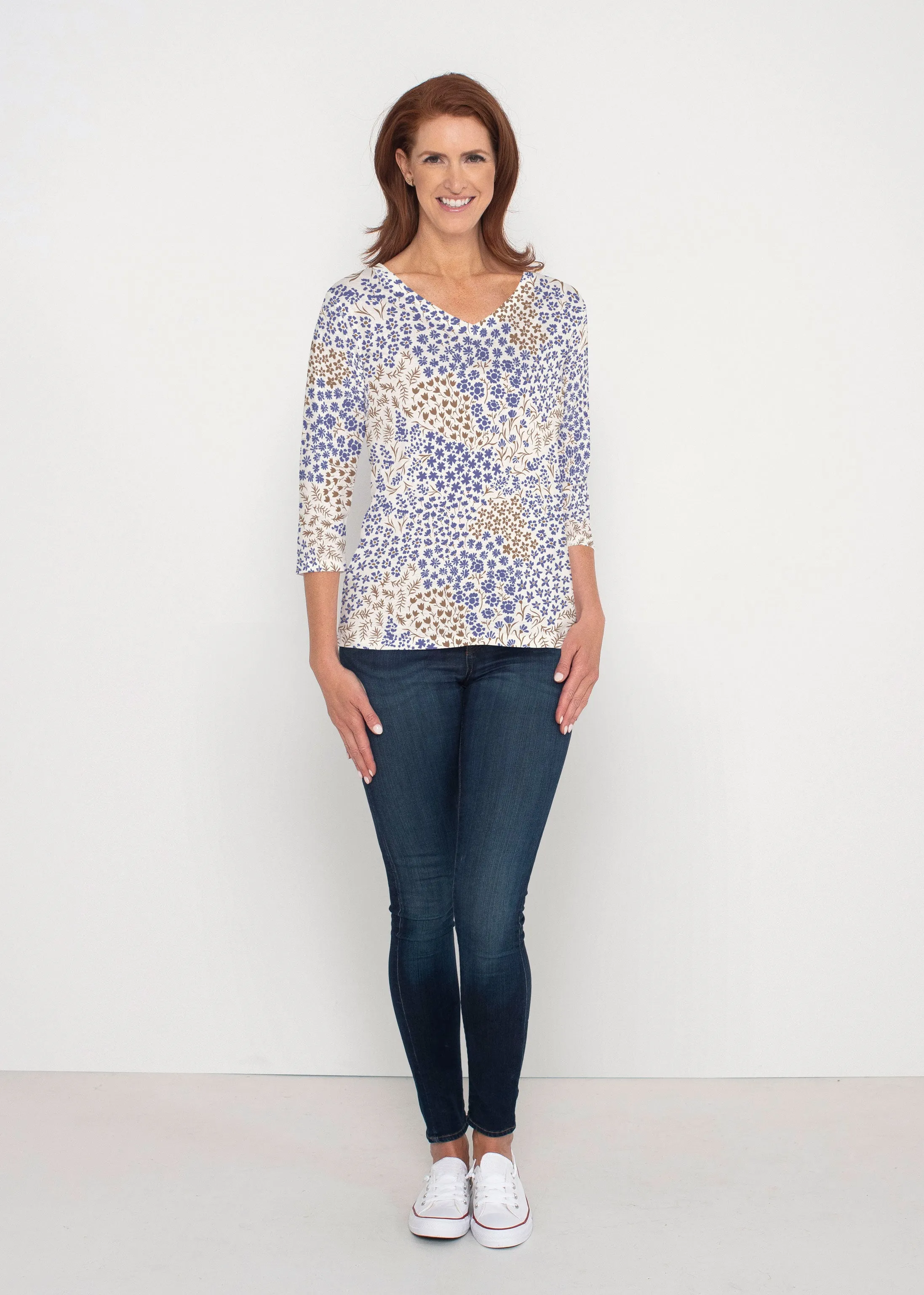 Annabelle Autumn (8058) ~ Signature 3/4 Sleeve V-Neck Top