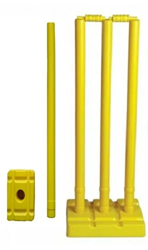 arnav Plastic Cricket Full Size, Four Stumps, One Base of Three Stumps, One Base of Single Stump Bowler Side in Tatron Cover - Multicolour