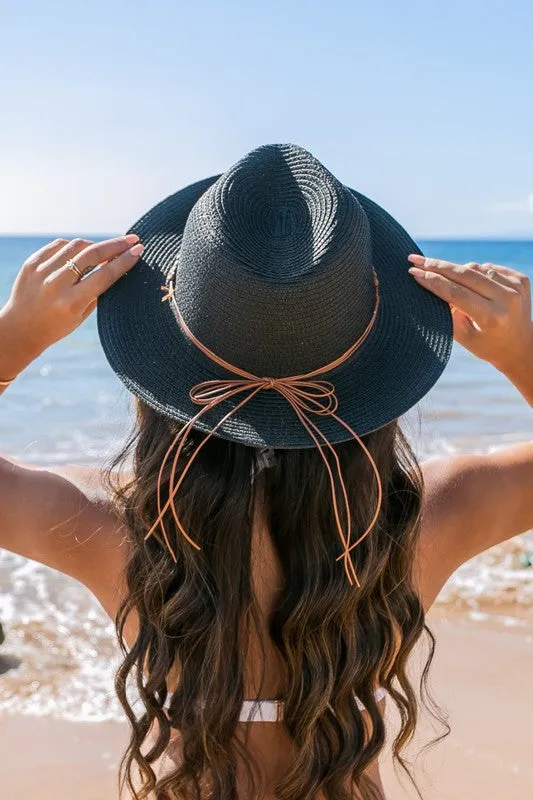 Beaded Belt Straw Panama Fedora Hat (6 Colors)