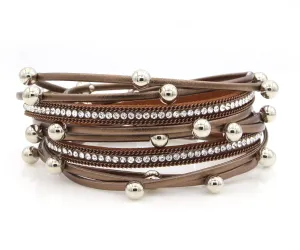 Beaded Copper Double Wrap Leather Bracelet
