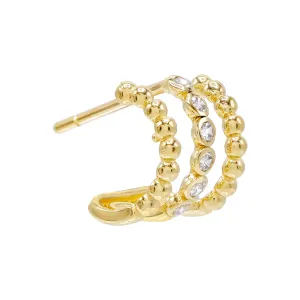 Beaded Curve Stud Earring 14K