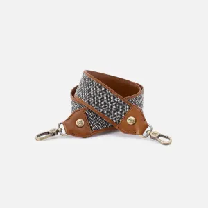 Beaded Guitar Strap In Polished Leather - Truffle