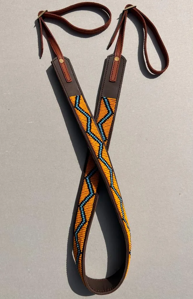 Beaded Leather Camera Strap