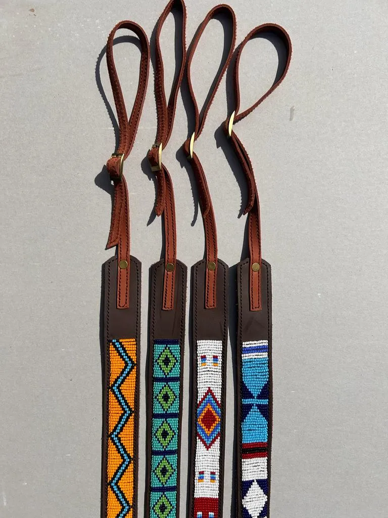 Beaded Leather Camera Strap