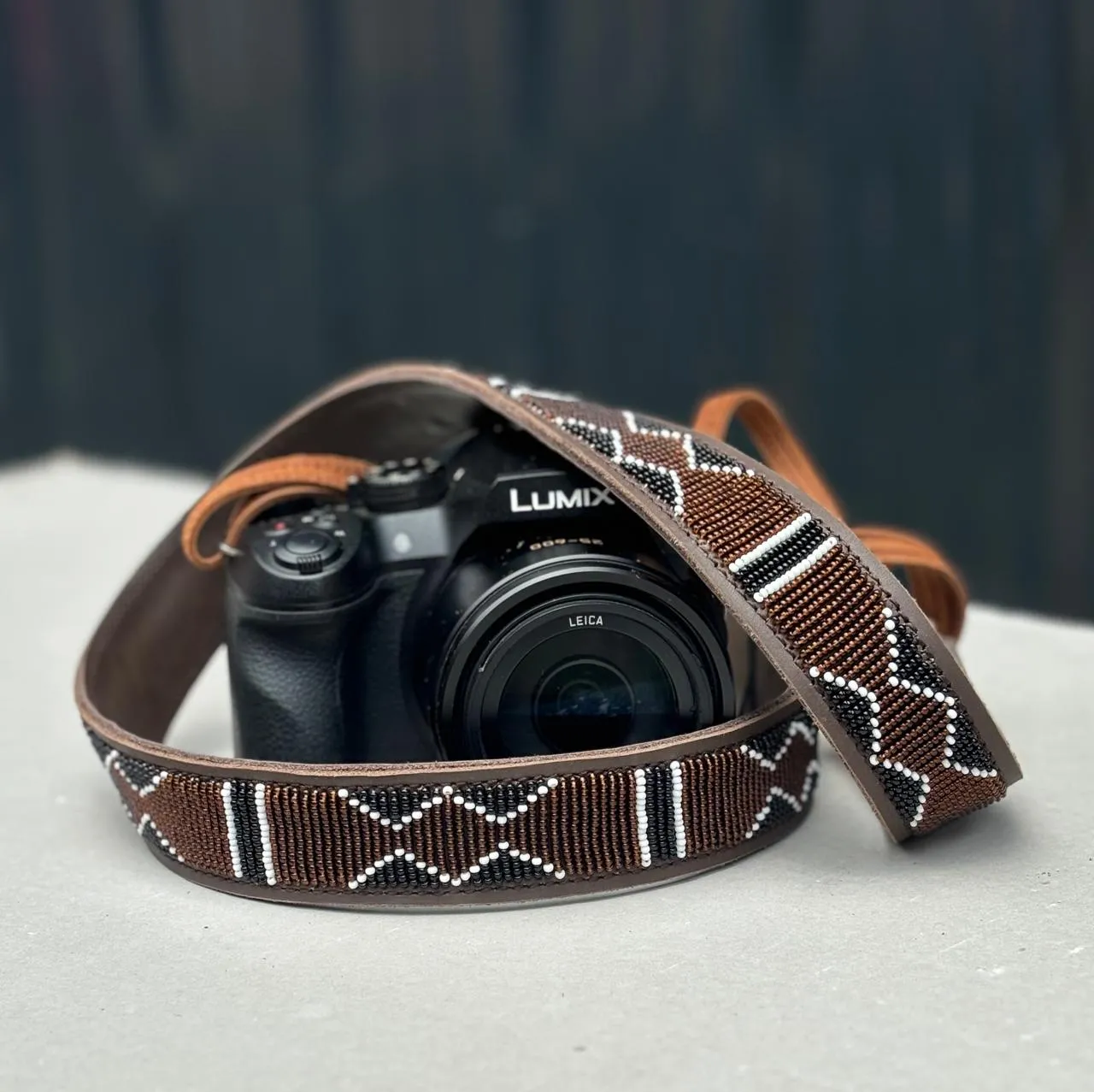Beaded Leather Camera Strap