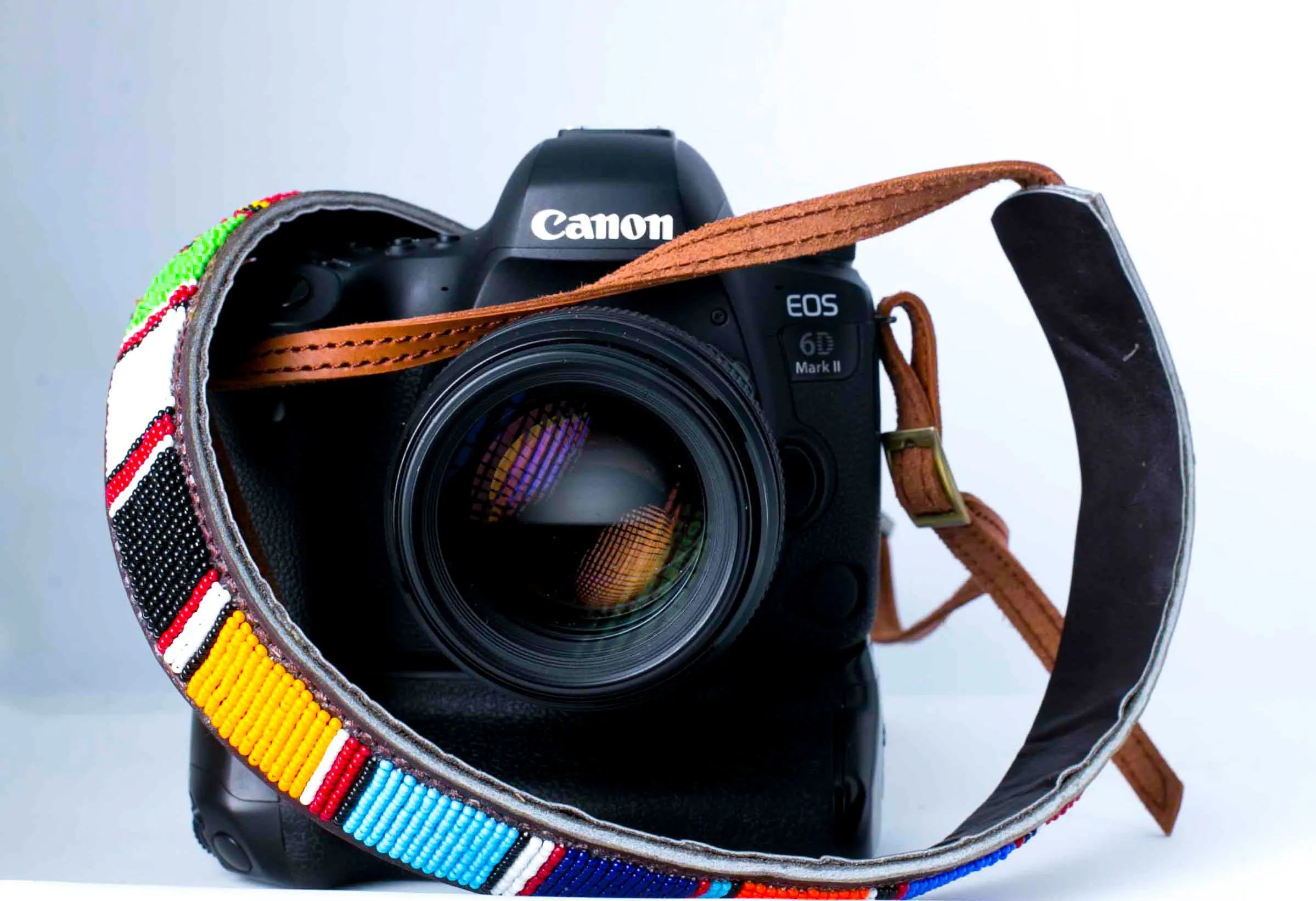 Beaded Leather Camera Strap