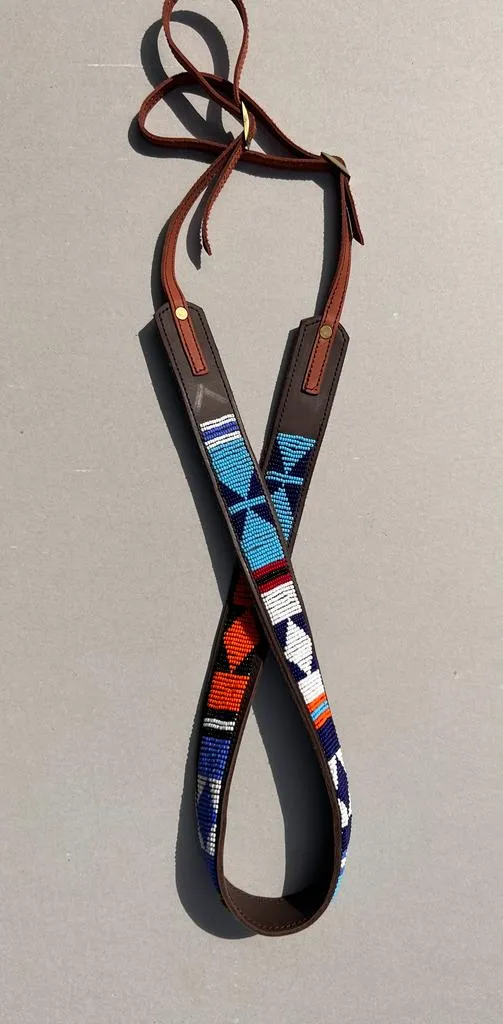 Beaded Leather Camera Strap