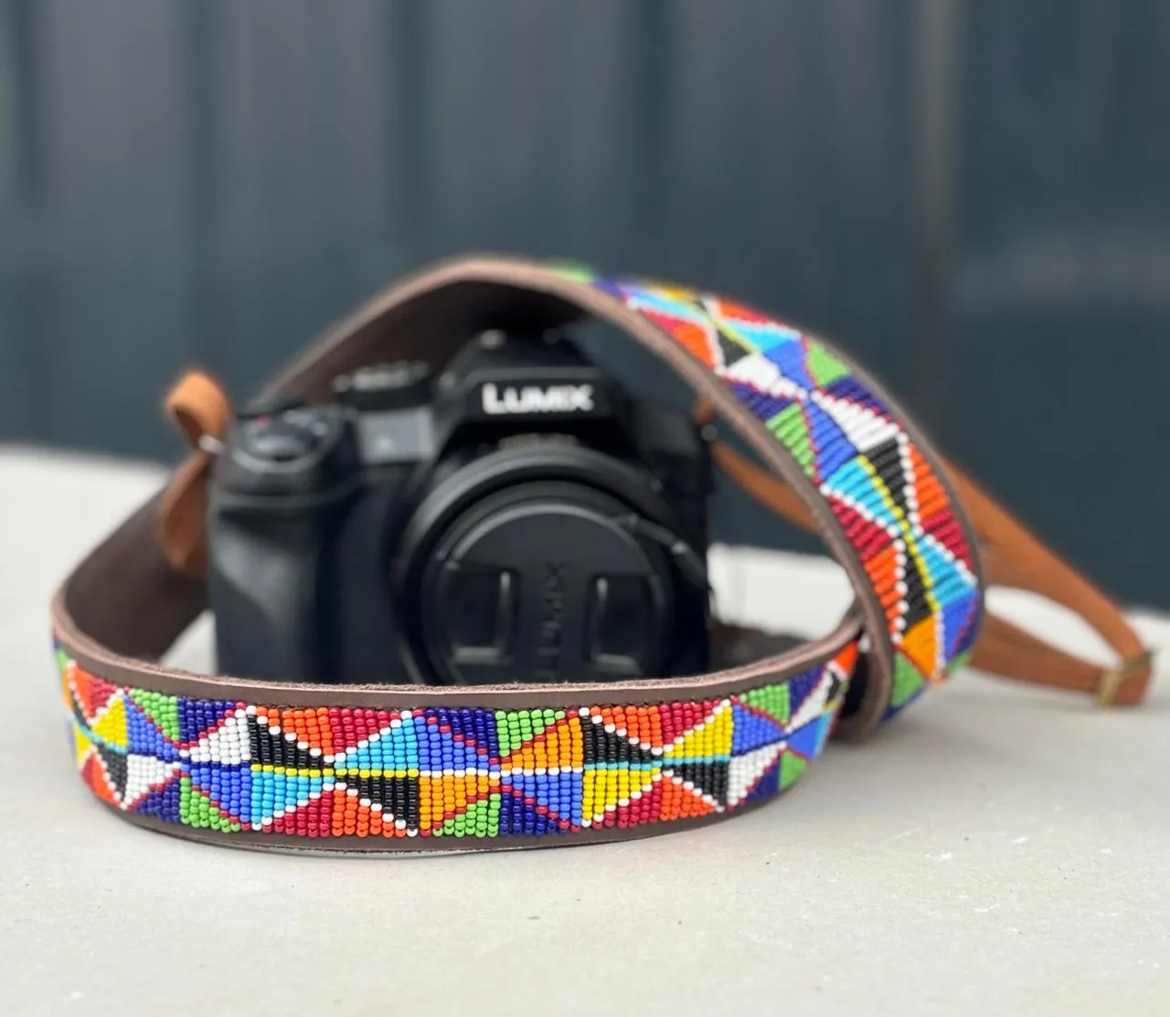 Beaded Leather Camera Strap