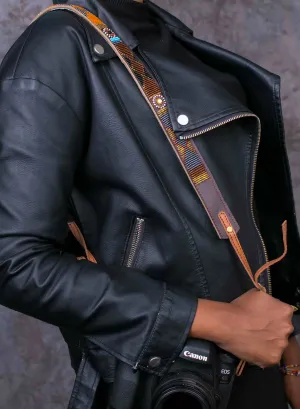 Beaded Leather Camera Strap