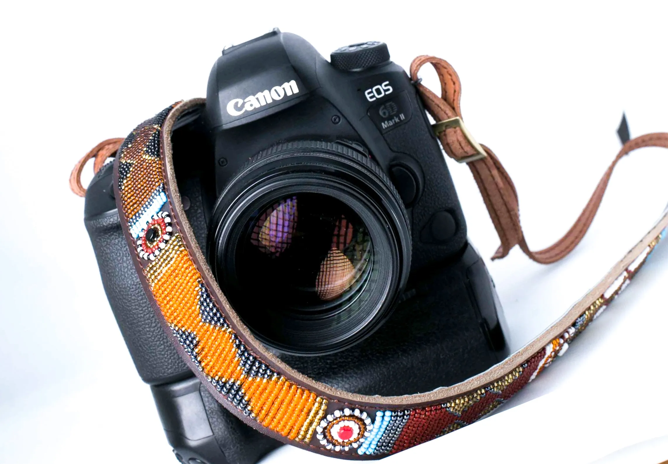Beaded Leather Camera Strap