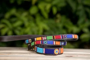 Beaded Leather Dog leash