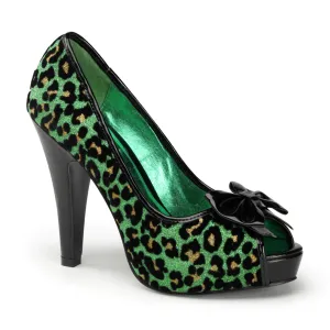 BETTIE-12  Green Glitter (Cheetah Print)