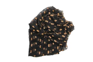 Black & Gold Chiffon Embroidered Dupatta - Scarf