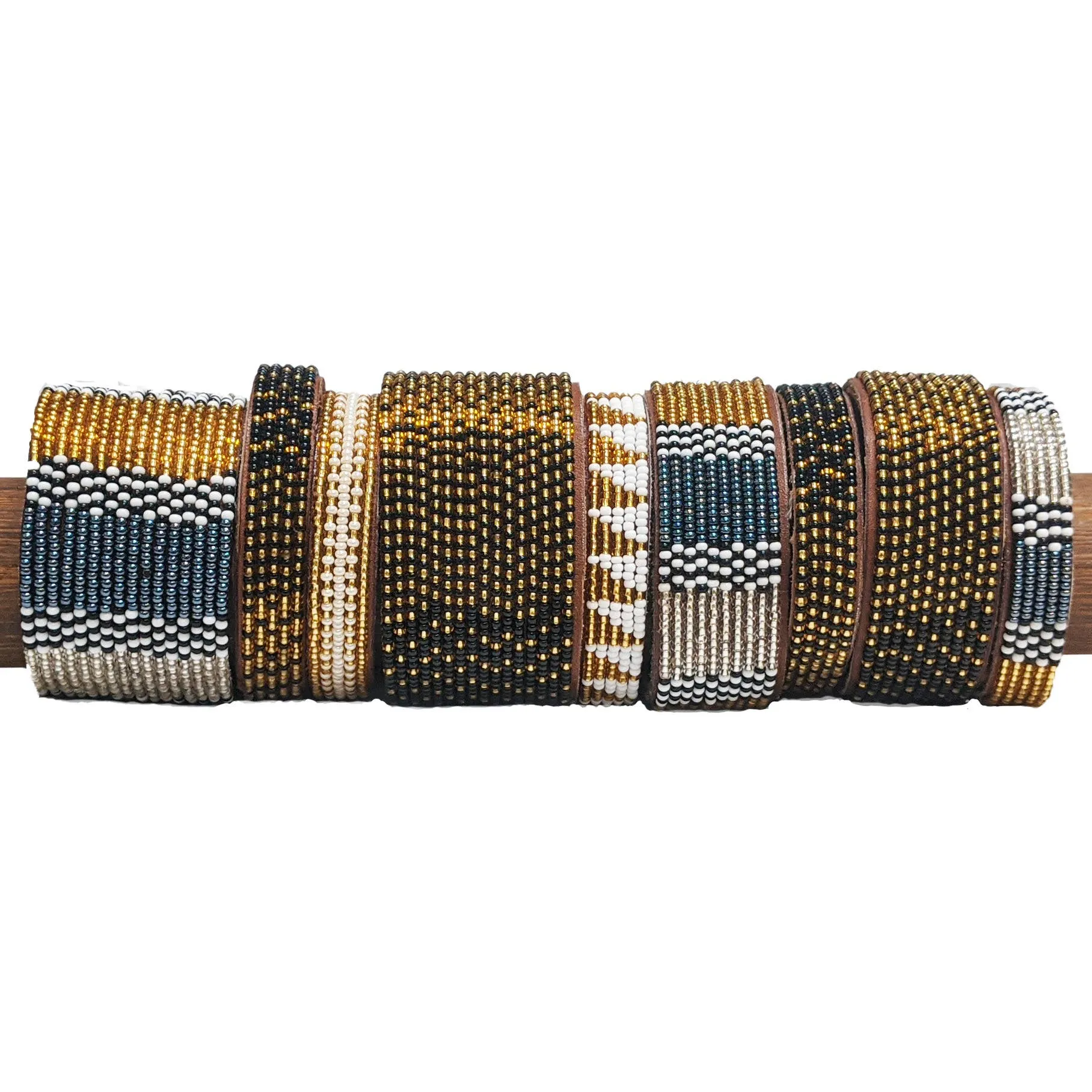 Black and Gold Beaded Cuffs