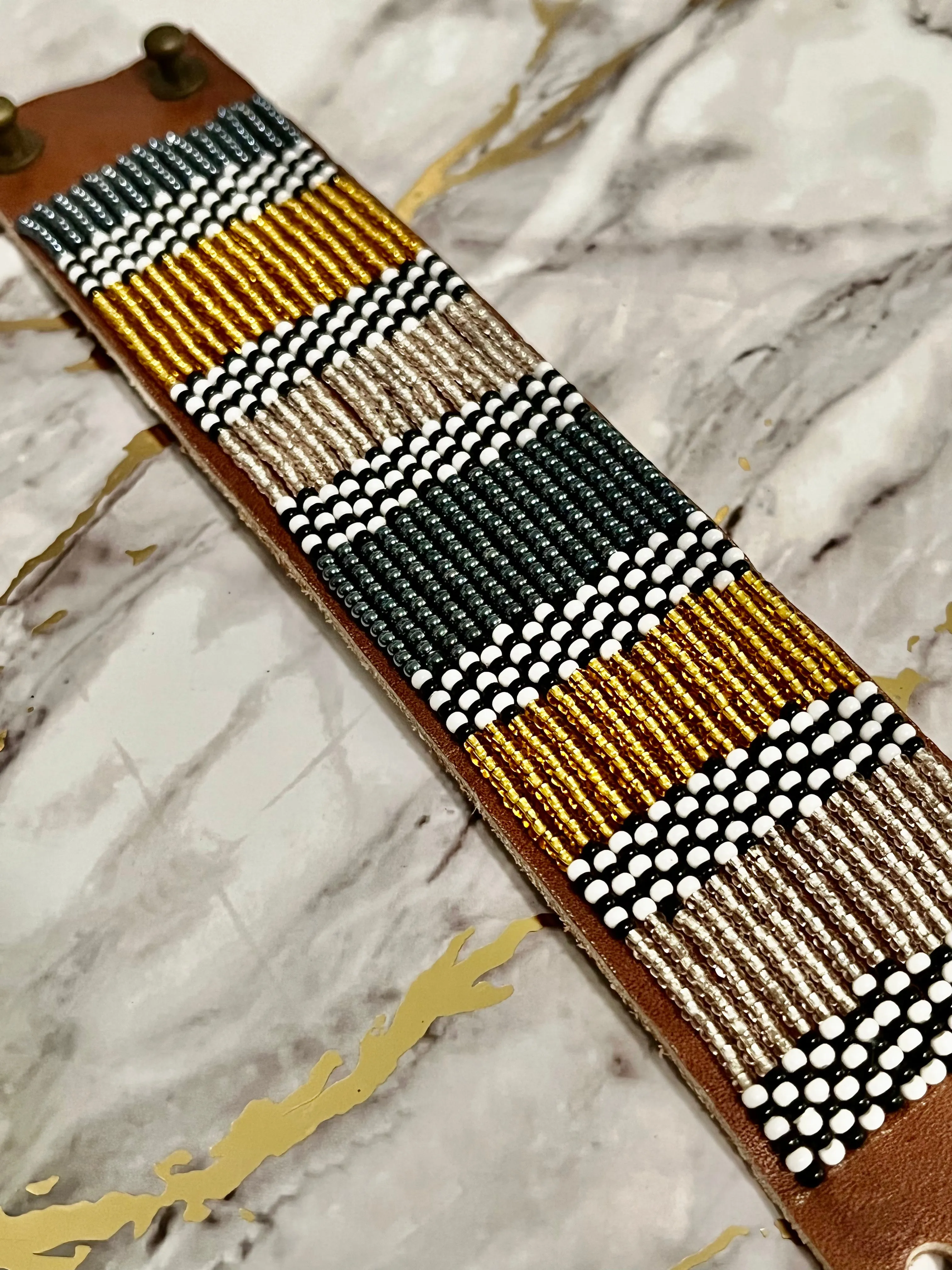 Black and Gold Beaded Cuffs