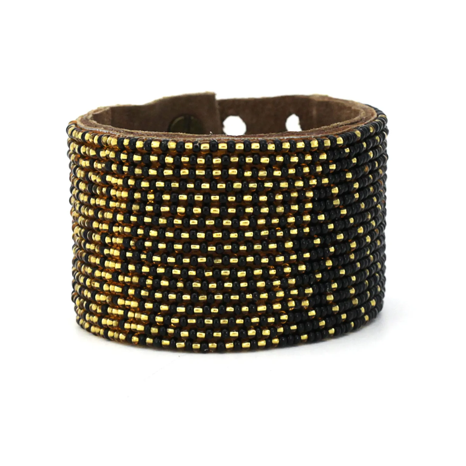 Black and Gold Beaded Cuffs