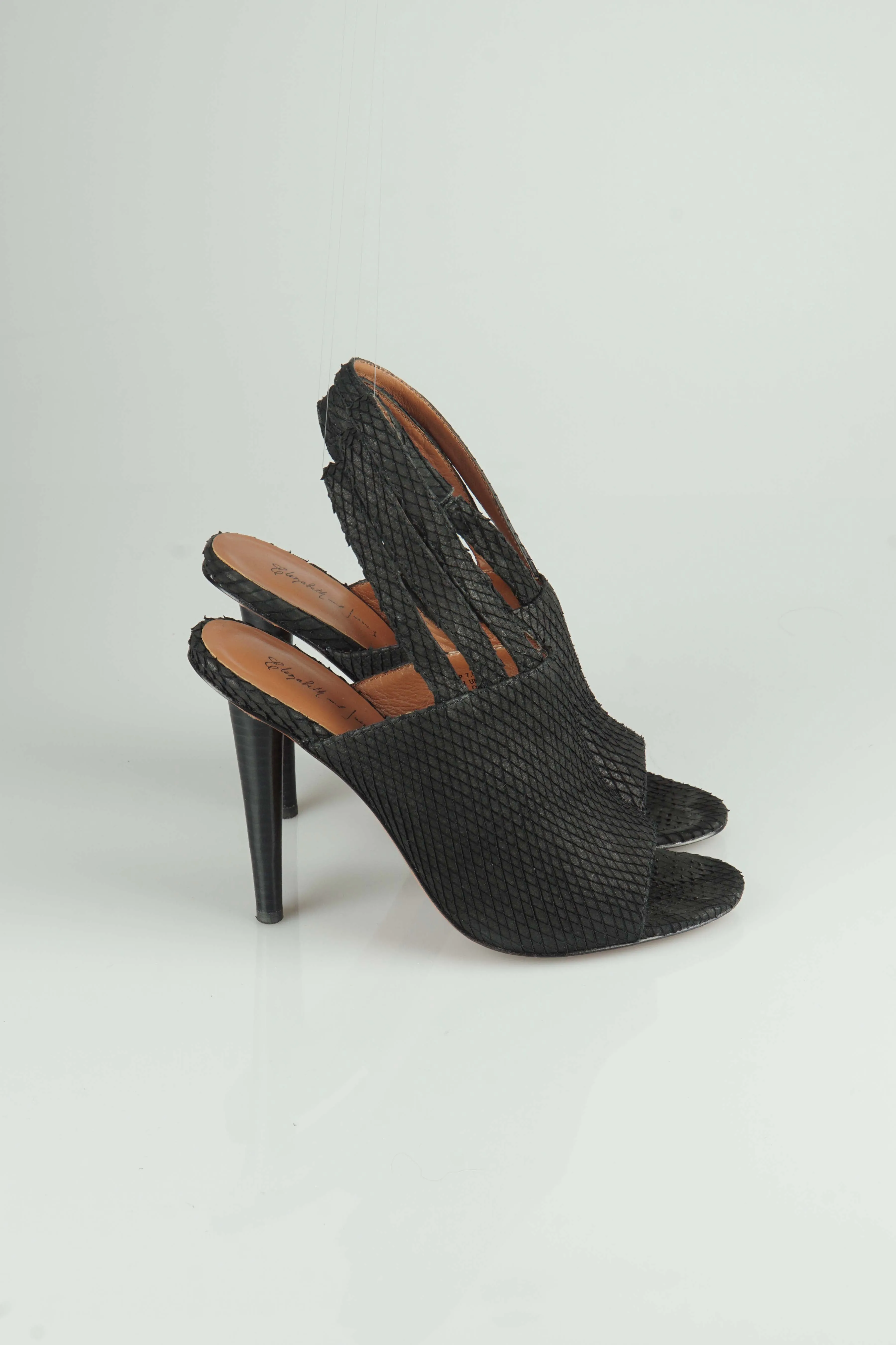 Black triple slingback mules