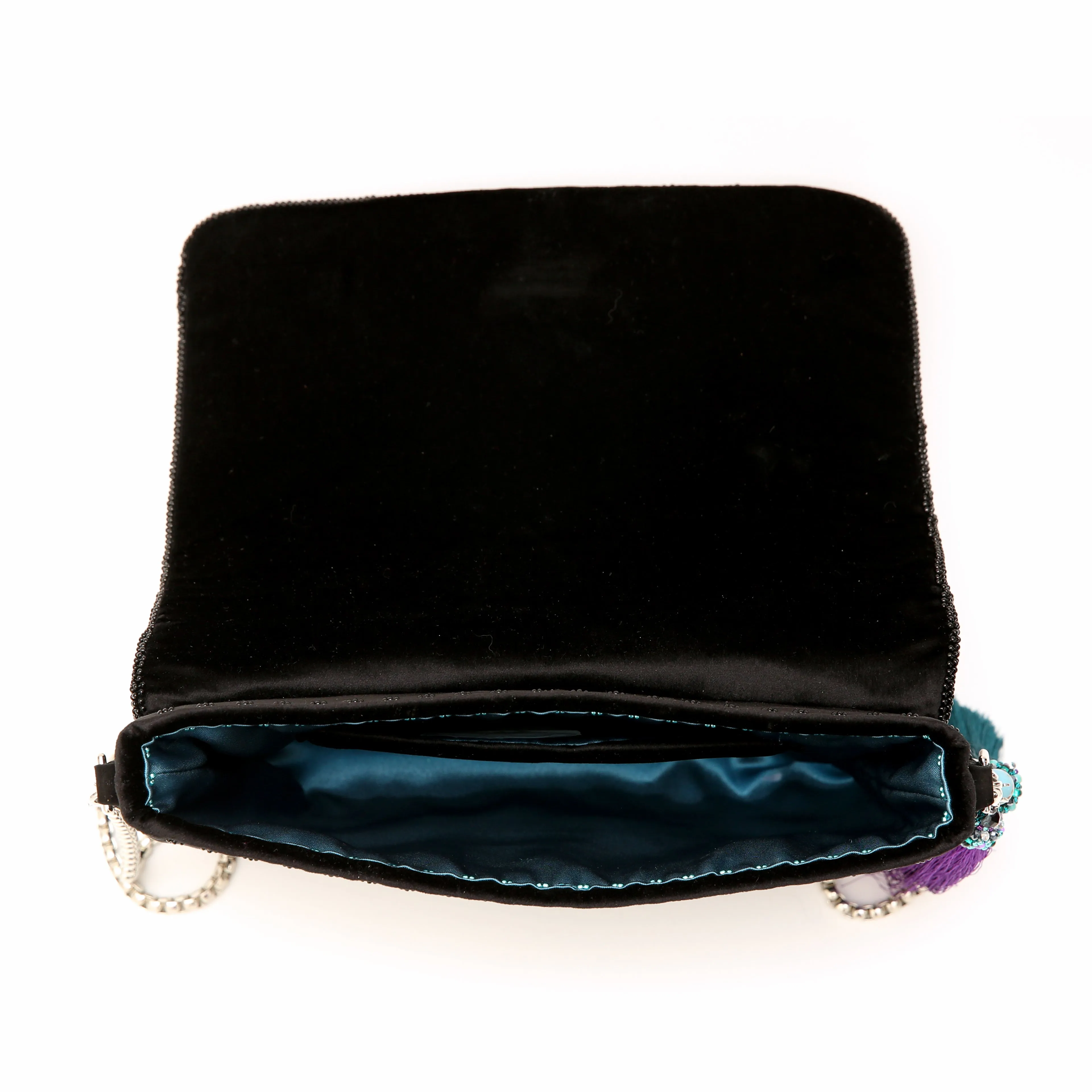 Black Velvet Hand Embroidered Octopus Clutch Purse