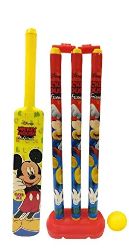 Bless Amazing Kids Cricket Kit Set with Bat Balls Wickets Bells - Indoor, Beach, Outdoor, Garden Play Set for 2-6 Yrs Kids (Plastic, Yellow)