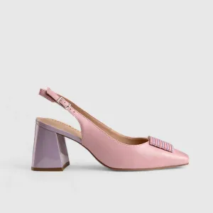 Block Heel Court Slingback Pink/Purple 11163